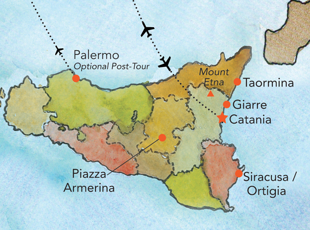 Tour map for Flavors of Sicily