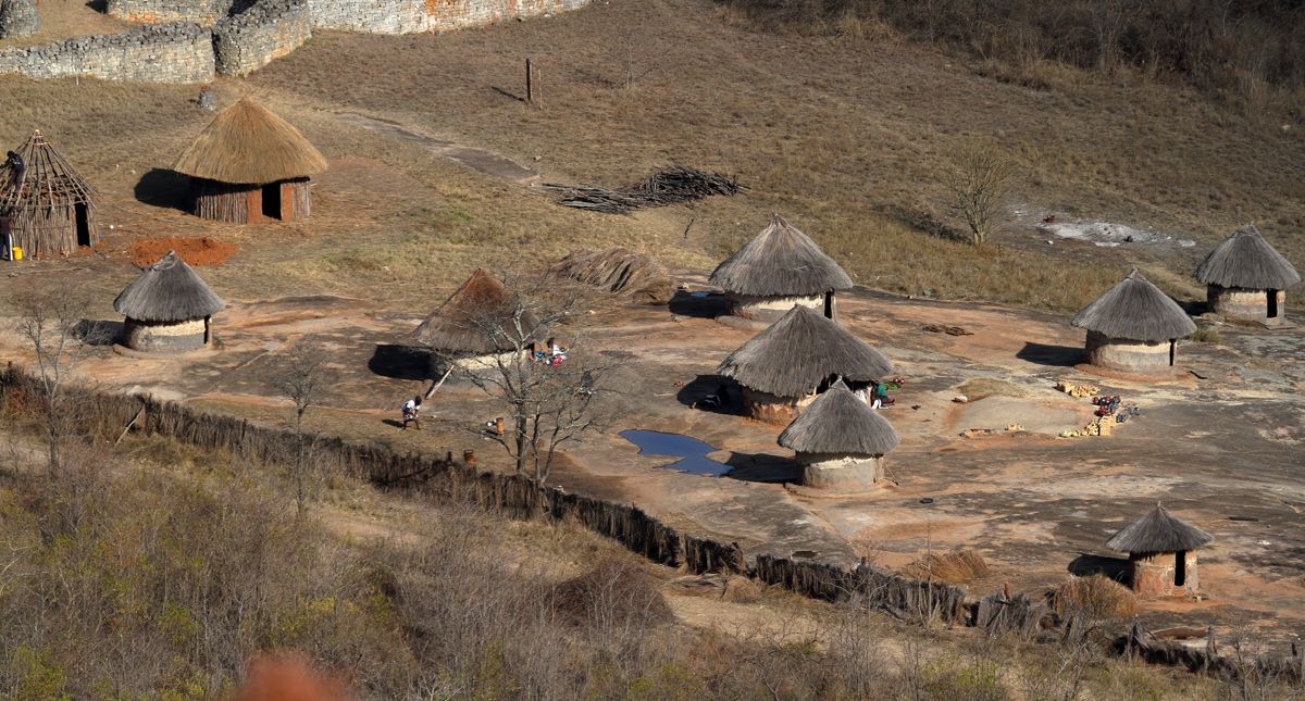 aerial of great zimbabwe ruins