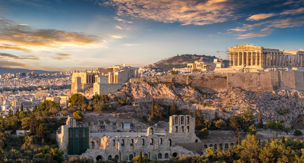 Athens horizon at sunset