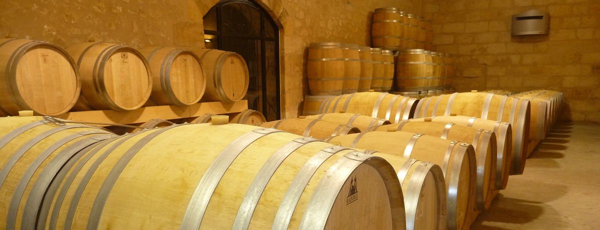 Saint-Emilion cave and barrels