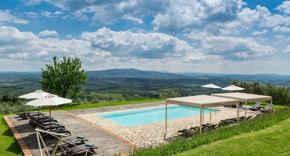 Castello La Leccia outdoor pool and patio