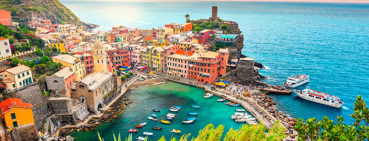 Aerial view over Cinque Terre