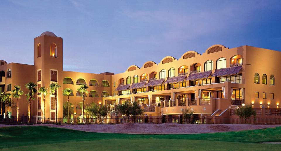 Scottsdale Marriott at McDowell Mountains rear exterior illuminated at night