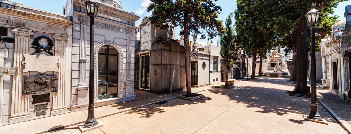 Facade of monuments in La Recoleta Cemetery