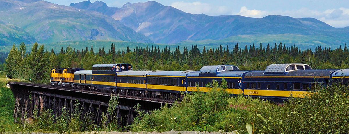 Alaska Railroad Gold Star train through wilderness