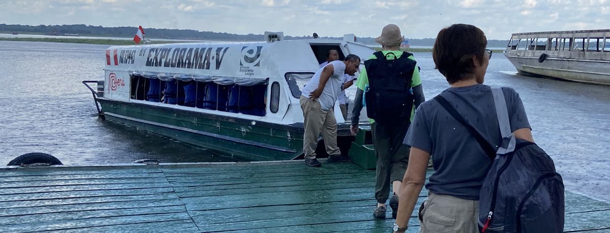 guests embarking on Amazon River boat