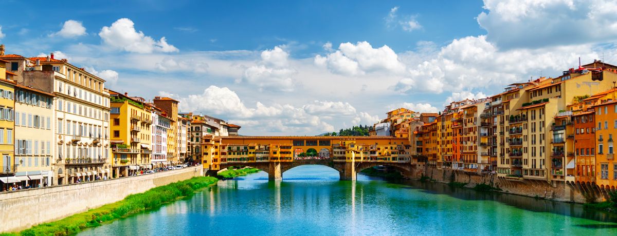 Ponte Vecchio bridge over the Arno River in Florence, Italy