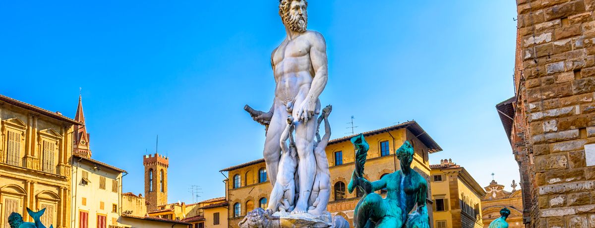 Fountain Neptune in Piazza della Signoria in Florence, Italy. 