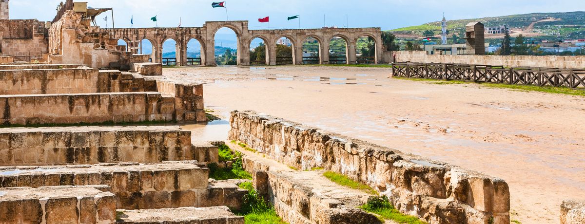 Ruins of the hippodrome in Jerash, Jordan