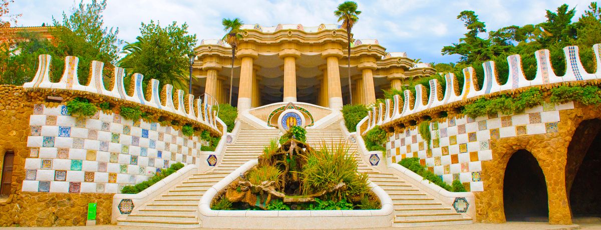 Colorful stairway entrance to Parc Guell 