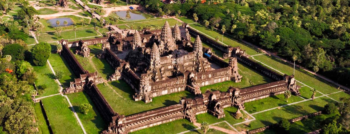 aerial over angkor wat