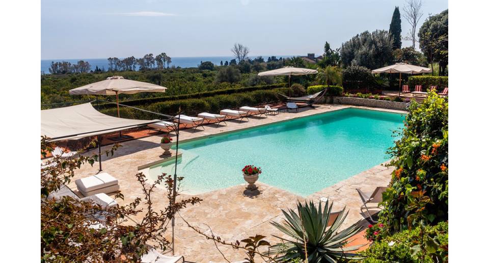 Don Arcangelo all’Olmo aerial view over outdoor pool